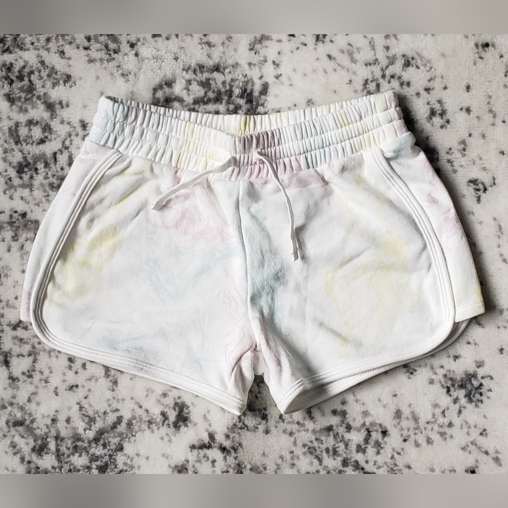 GAP Girls Pull On Jersey Shorts, White, Colorfu Swirl Design, Size 10 NWT